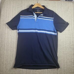 Nike Polo Shirt Mens Large Striped Dri-Fit Standard Fit Golf Performance
